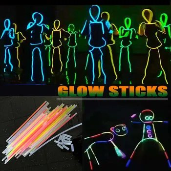 

100pcs 20cm Luminous Stick Glow in the Dark DIY Fluorescent Bracelet Necklace Crafts Kids Birthday Favors Glow Party Supplies #5