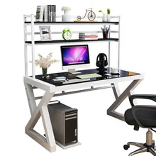 

Computer desk desk household writing desk desk desk bookshelf combination simple modern bedroom toughened glass student desk