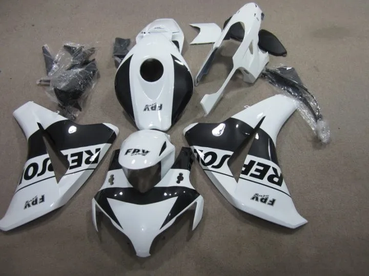 4 подарки ABS литья под давлением Обтекатели подходит для CBR1000RR 08 09 10 11 2008-2011 капот кузова набор на заказ белый - Цвет: Black White