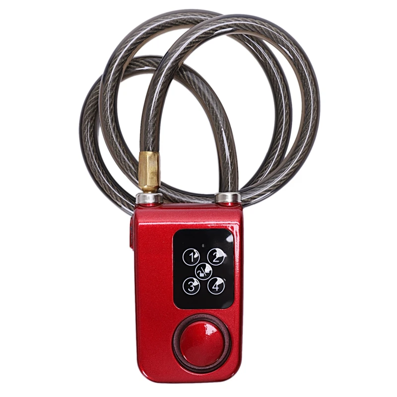 

Electric Digital Door Lock With Wire Rope Waterproof Home Anti Theft Lock With 110Db Alarm For Door & Bicycle(Red)