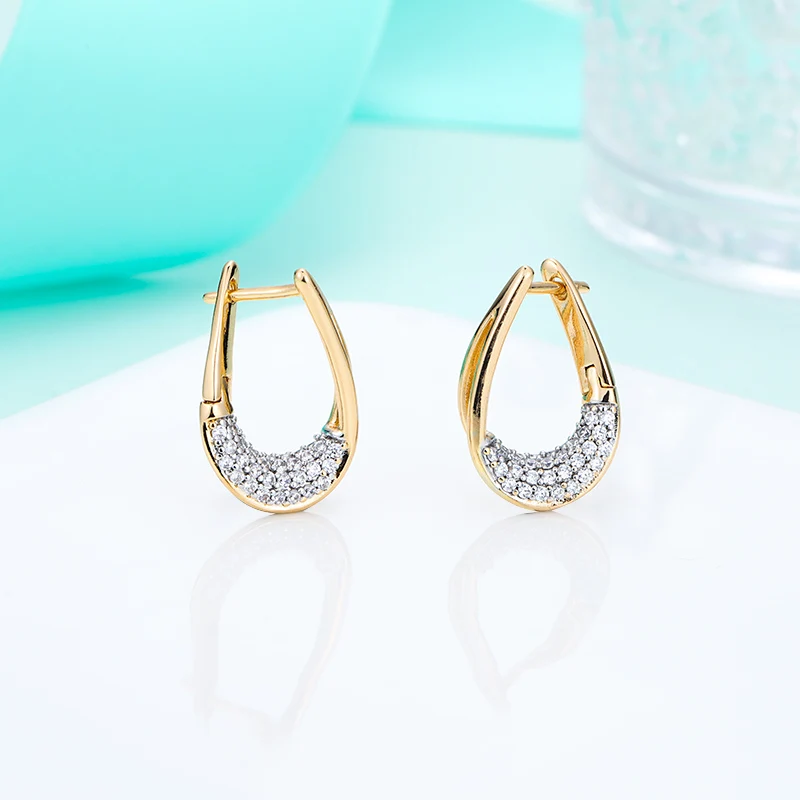 Женские серьги гвоздики MAIKALE роскошные из розового золота с микро инкрустацией и