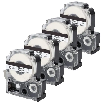 

NEW-4 Pack Compatible Label Tape Replacement for Epson LK-4WBN (SS12KW) Label Tape Cartridges Black on White Tape
