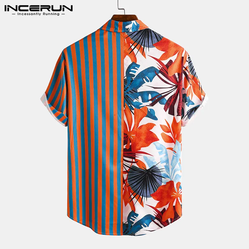 INCERUN Men Ethnic Printed Shirts Short 