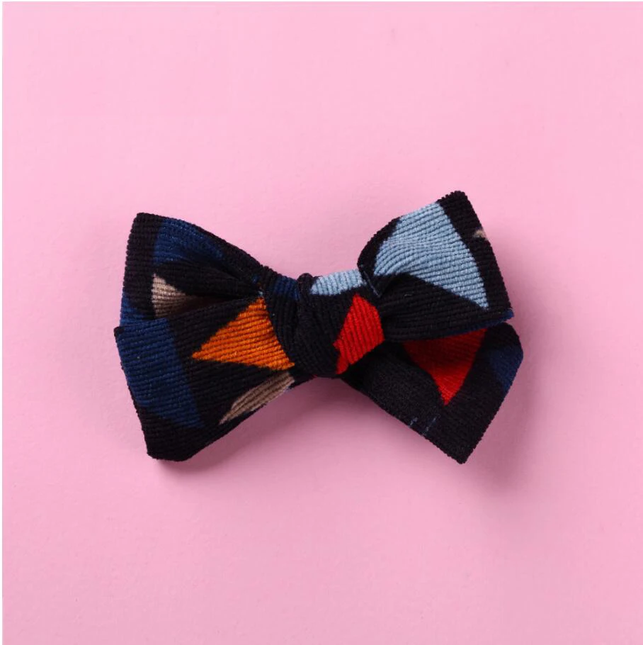 4inch Corduroy Plaid Hair Bows Hair Clip Or Skinny Nylon Headbands Newborn Baby Girl Kid Headware Hair Accessories 36pcs/lot