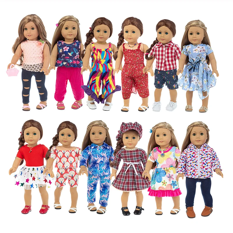 Colección de trajes para Niña Americana, ropa de muñeca de 18 pulgadas, regalo de Navidad para niña (solo venta de ropa), 2020
