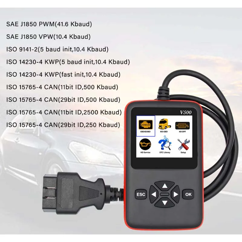 Считыватель кода V500 CR-HD OBD2 24V сверхмощный сканер для грузовиков и автомобилей OBDII OBD II 2 в 1 сканер кода автомобиля