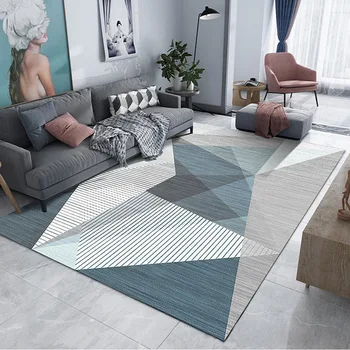 

Living Room Carpet Floor Mat Nordic Modern Minimalist Geometric Home Bedroom Bedside Rug Rectangle Plush Fabric Carpet