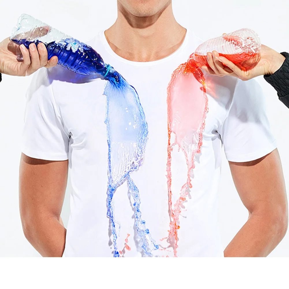 Men Anti-Dirty Summer Short sleeve T-Shirt O-neck Solid Tees Waterproof Quick Dry Tops Sport Breathable Casual Shirts
