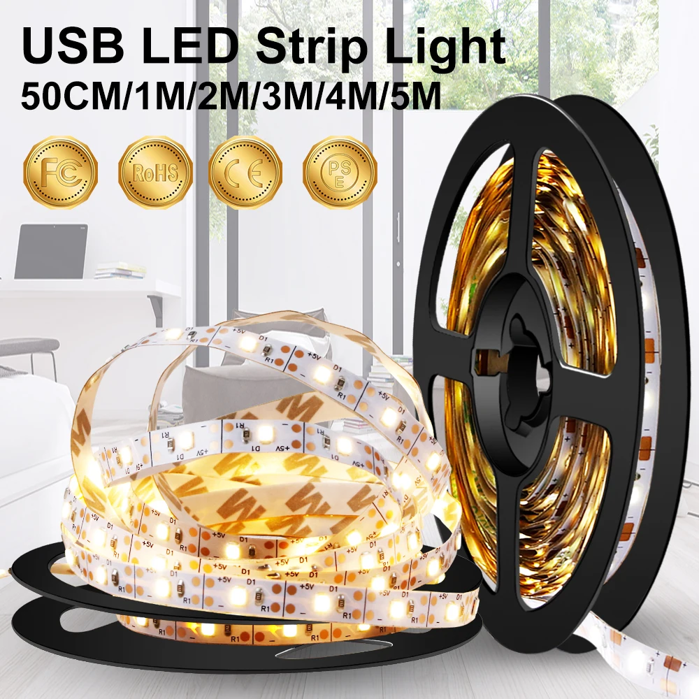 

USB Strip LED Light 5V Flexible Tiras LED Decoracion Ribbon LED TV Light Tape Desktop Screen Backlight Bias Lighting Strip Lamp