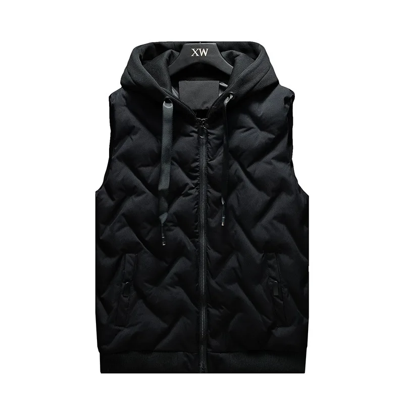 

ABOORUN Mens Hooded Vest Winter Sleeveless Jacket Thicken Warm Casual Vest for Male R2517