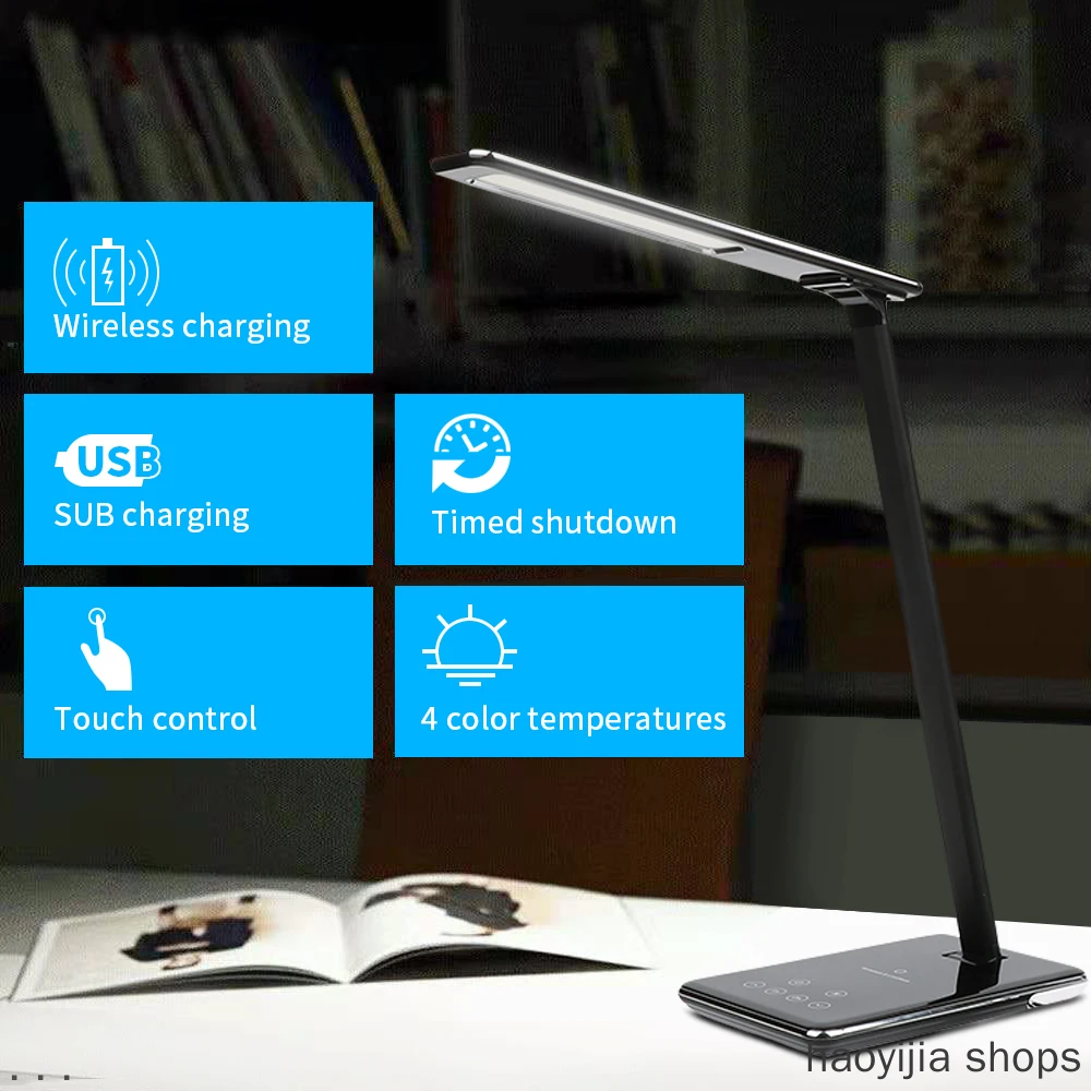 

Mobile phone charging new 2 in 1 creative eye protection multifunctional reading LED table lamp QI wireless charging