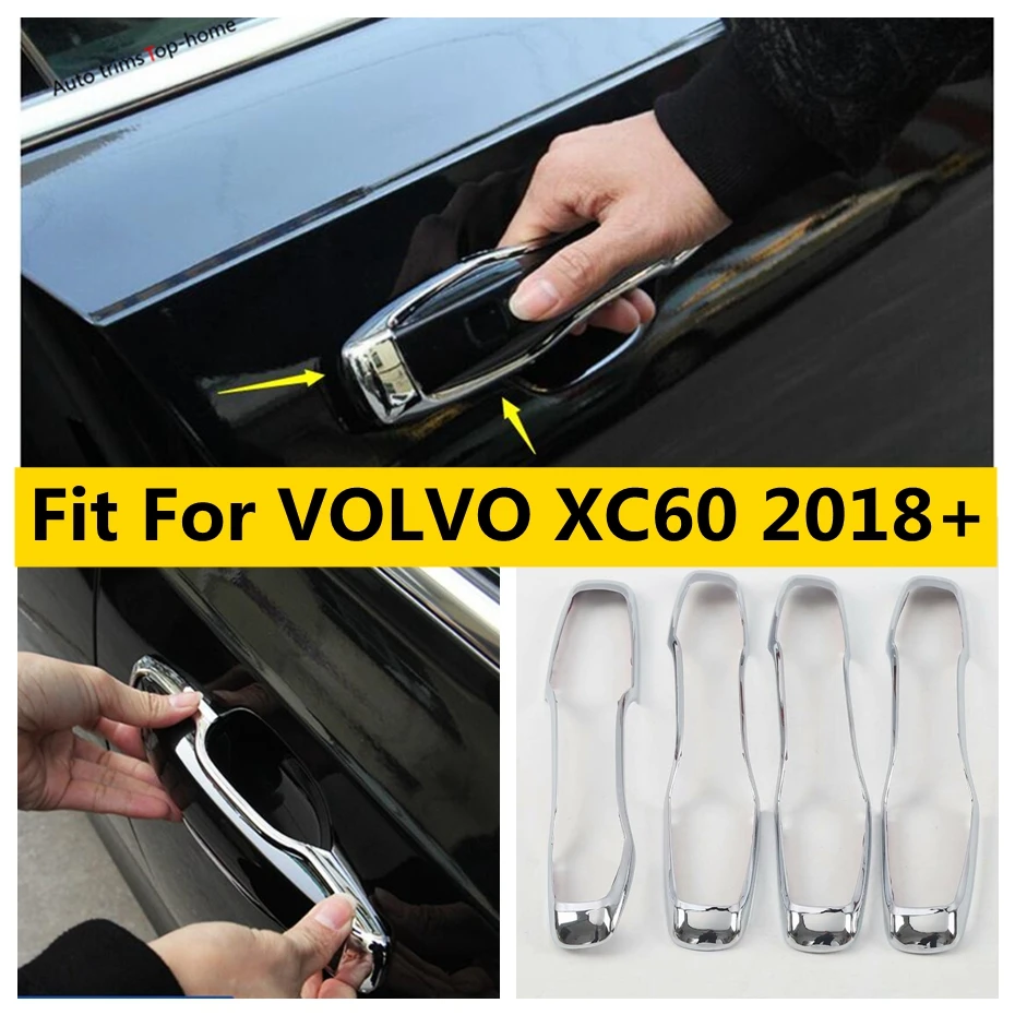 

Yimaautotrims внешний задний спойлер комплект подходит для VOLVO XC60 2018 2019 2020 2021 ABS хромированный автомобильный дверная ручка рамка крышка Накладка