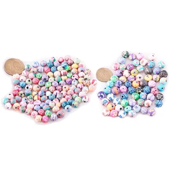 

200 Pcs Beads Jewelry Accessory Ceramic Round Dia ,100 Pcs 12 Mm & 100 Pcs 10 Mm