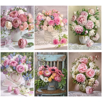 

5D DIY Diamond painting Flower Vase landscape Cross Stitch Diamond Embroidery Flower Arrangement Home Decoration Holiday gift