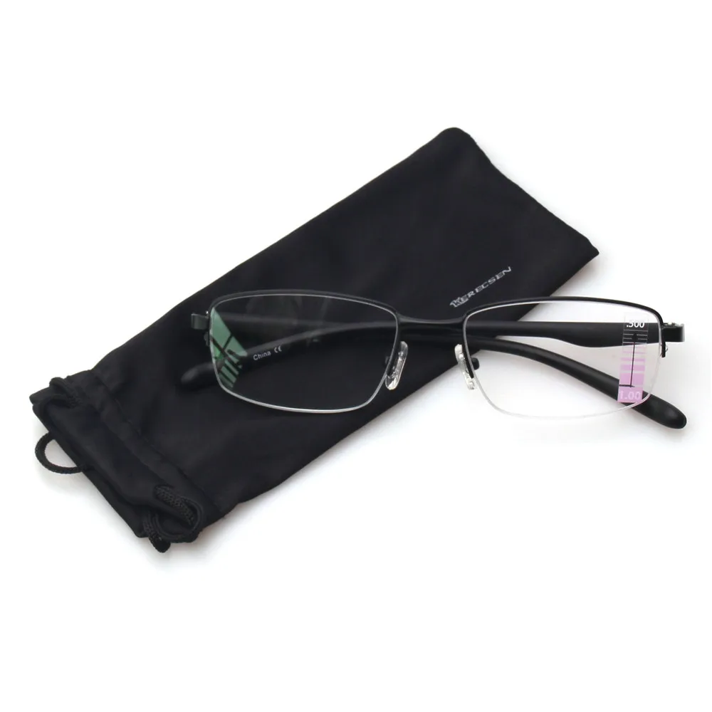 

Reading Glasses Half Frame Multifocus Glasses Progressive Multiple Focus Readers Comfort Metal for Men and Women Frame Material