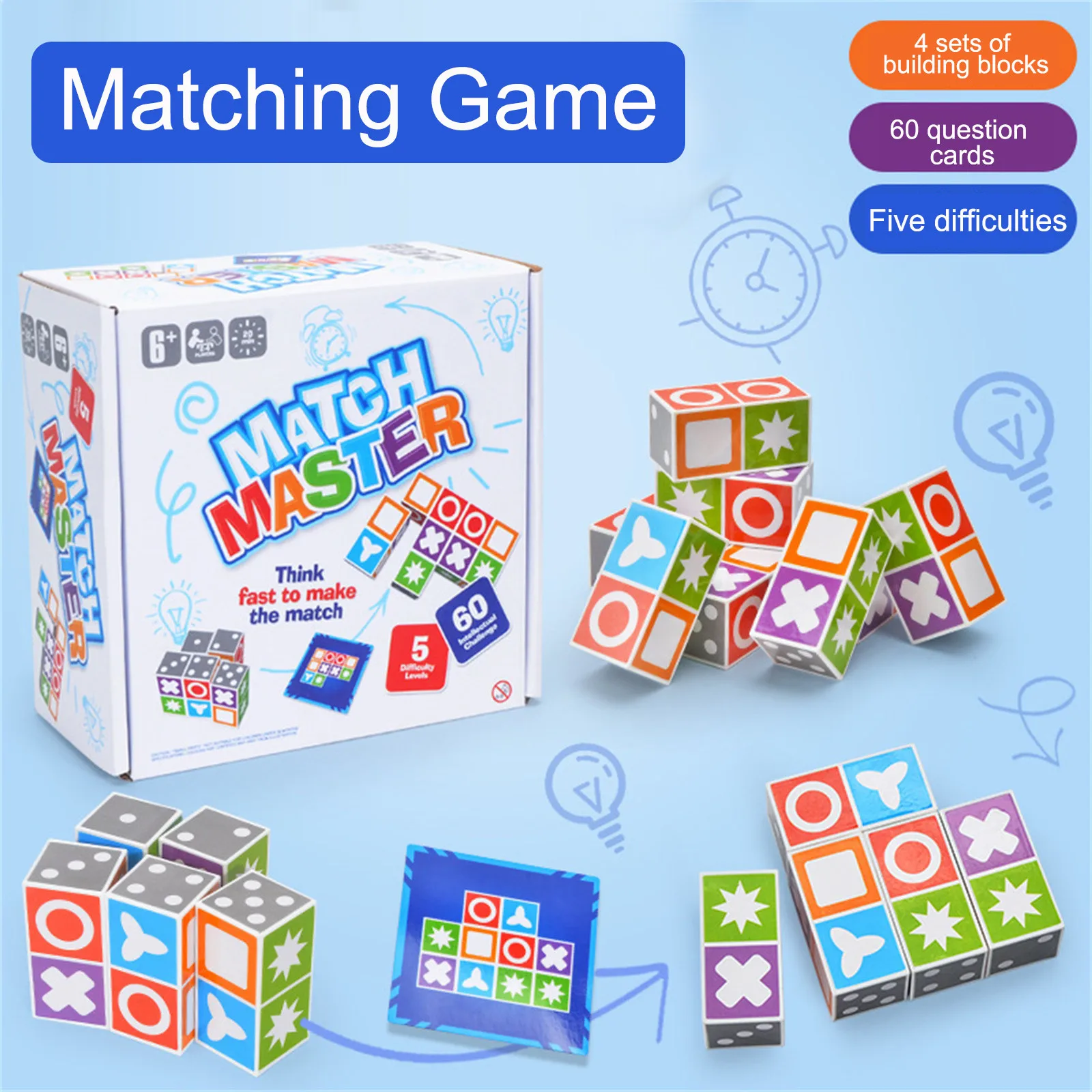 toys for Children Madness Match Board Game Master Intelligence Development Toy Kit Wooden Toys Educational Matching | Игрушки и хобби