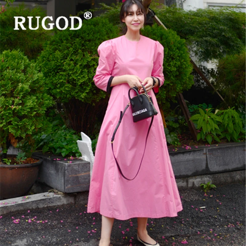 Женское офисное платье RUGOD Элегантное повседневное трапеция с круглым вырезом и