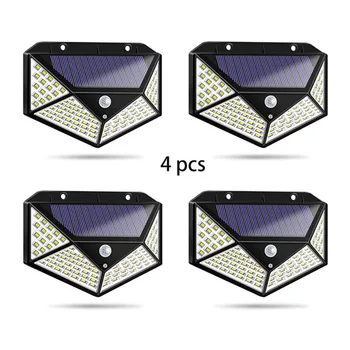 

1/2/4pcs 100 LED Four-sided Solar Power PIR Motion Sensor Wall Light Outdoor Lamp Waterproof Lights Home Garden Emergency Lamps