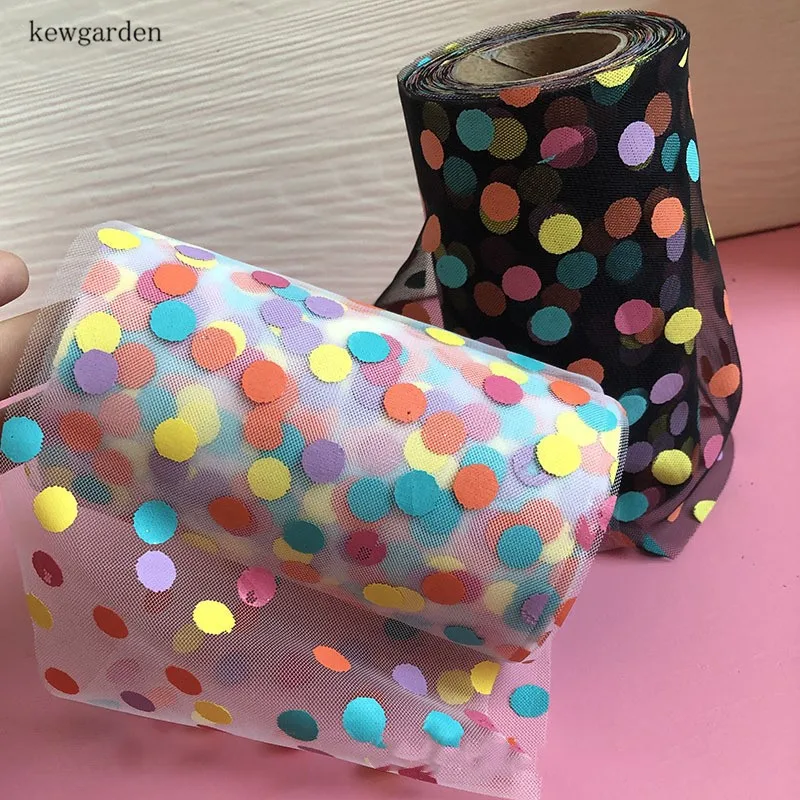 Kewgarden 12 см 120 мм цветная точка сетчатая Вуаль ленты DIY шпилька бант аксессуары атласная лента вручную изготовленная Лента Riband 10 ярдов