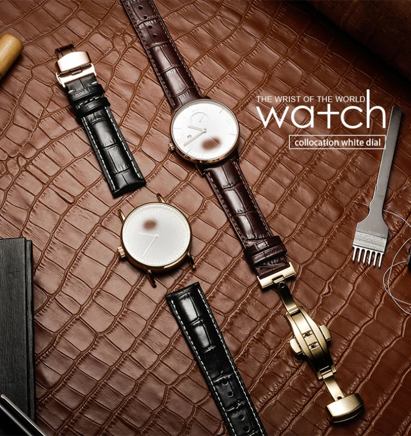 WLISTH Новые Кожаные Ремешки для наручных часов с узором «крокодиловая кожа», ремешок для часов с двумя ремешками 18 мм~ 24 мм с бабочкой, аксессуары для часов