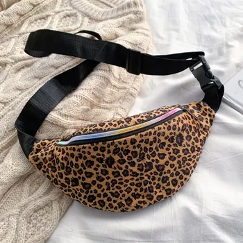 

Fanny pack for women Leopard Printing Flock Women waist bag Zipper Messenger Bags women's belt bags Chest Phone Bag sac banane