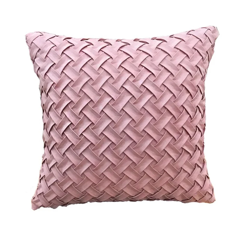 pink 45*45 тканый узор диван с обивкой из замшевой ткани наволочка осень домашний диван наволочка гостиная спальня экологический медицинский коврик - Цвет: pink