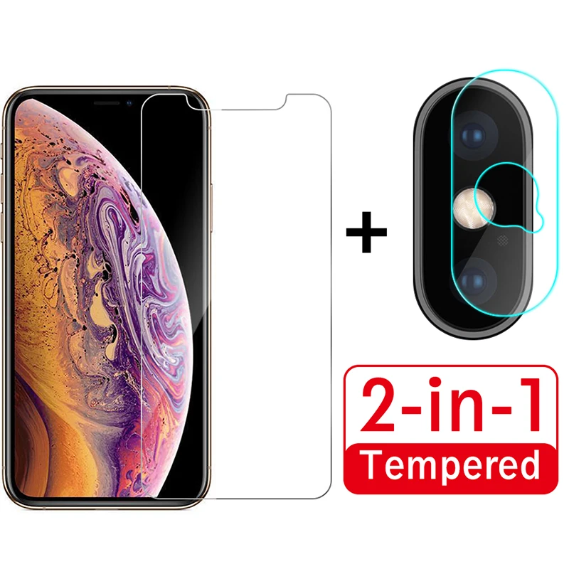 

2 in 1 Screen Protector+Camera Lens Film For iPhone 8 7 Plus 11 Pro Max Xs Max Xs Xr X 11 Pro Front Film For iPhone 7 8 11 X 10