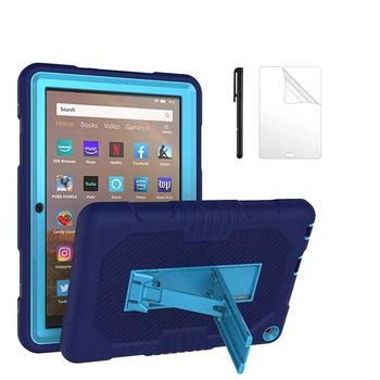 

For Amazon Fire HD 8 2020 Tablet Funda Kids Safe Heavy Duty Silicone Hard Cover for Amazon Kindle Fire HD8 Plus 2020 Case + Film