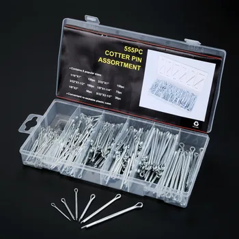

DRELD 555Pcs Split Cotter Pins Mechanical Hitch Hair Tractor Fastener Clip Kit With Case Fastening Pins Assortment Kit Split Pin