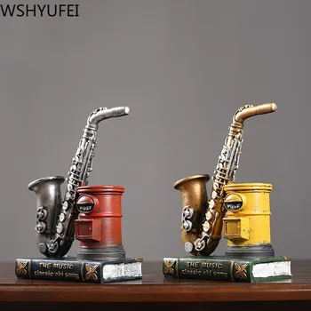 

Creative Resin Musical Instrument model Crafts Desk personality pen holder Modern Home Decor Accessories Office Ornament