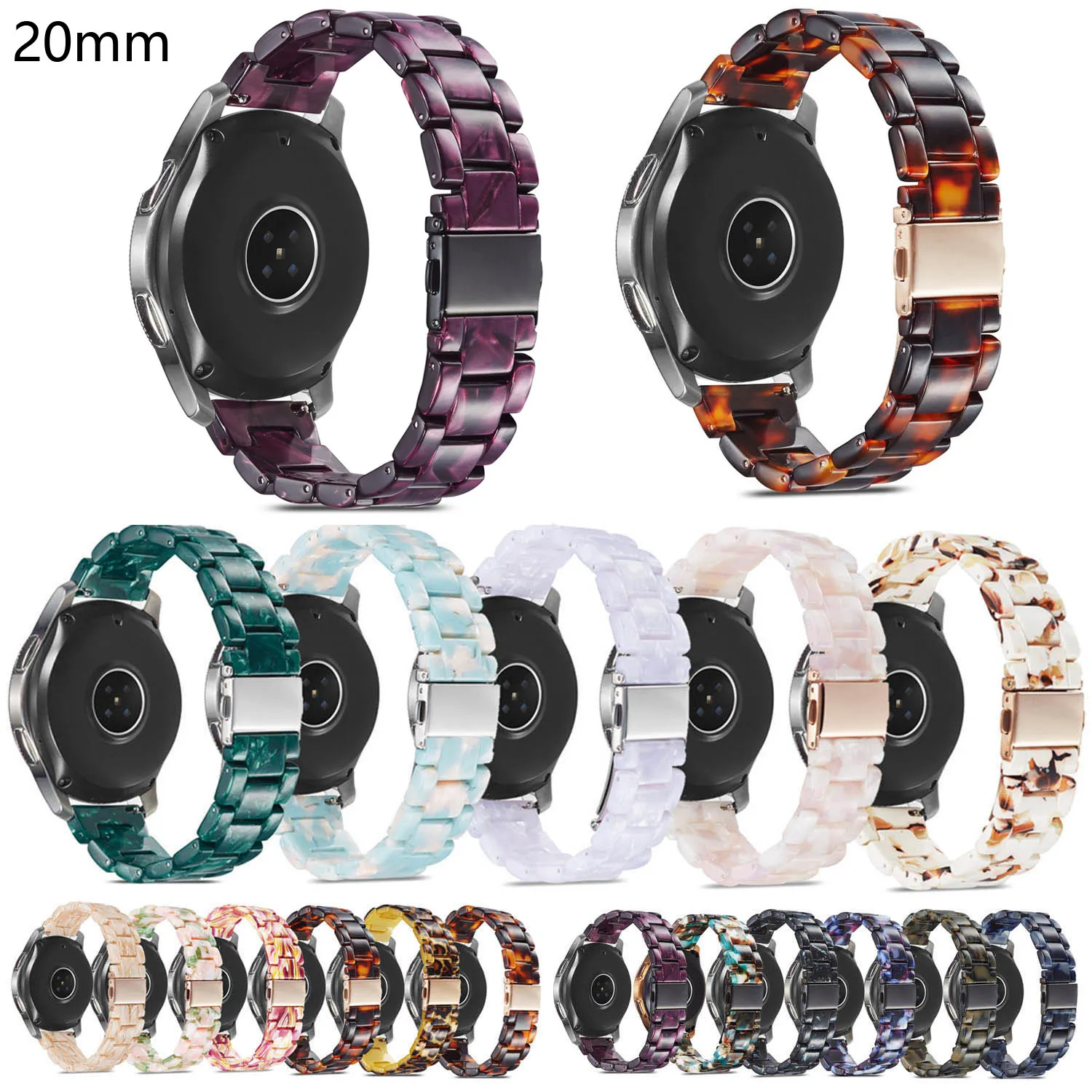 

20mm Watch Strap For Samsung Galaxy Watch 42mm Active 2 Resin Band For Gear S2 Classic Sport Huami Amazfit Wristband Watchband