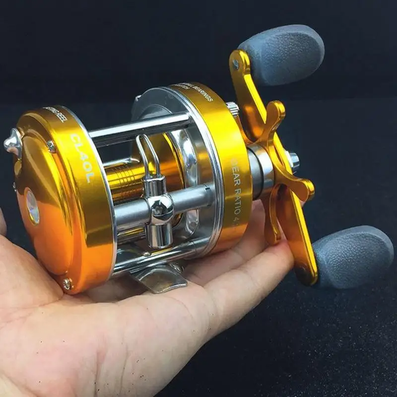 HiMISS Baitcaster катушка с негабаритной ручкой Золотая правая рука двойной тормозной барабан золото правая рука колеса