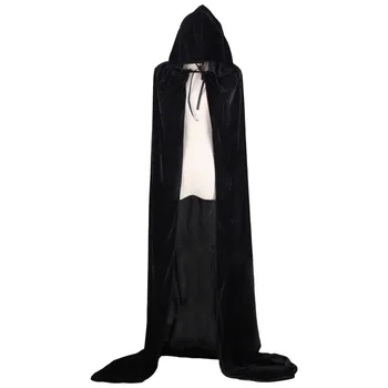 

Halloween Death Cloak Wizard Witch Prince Princess Gold Velvet Cloak Women Solid Loose Color Cloak Hood With Capes
