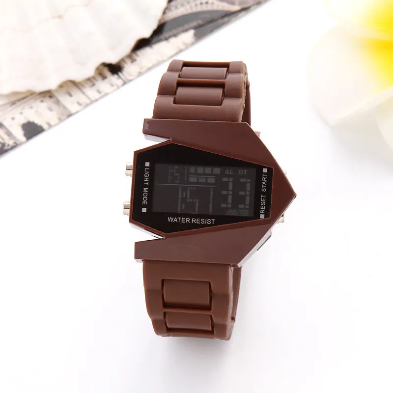 Skmei роскошный цифровой таймер с сигналом задняя подсветка светодиодный часы для мужчин и женщин спортивные наручные часы relogio спортивные часы - Цвет: brown