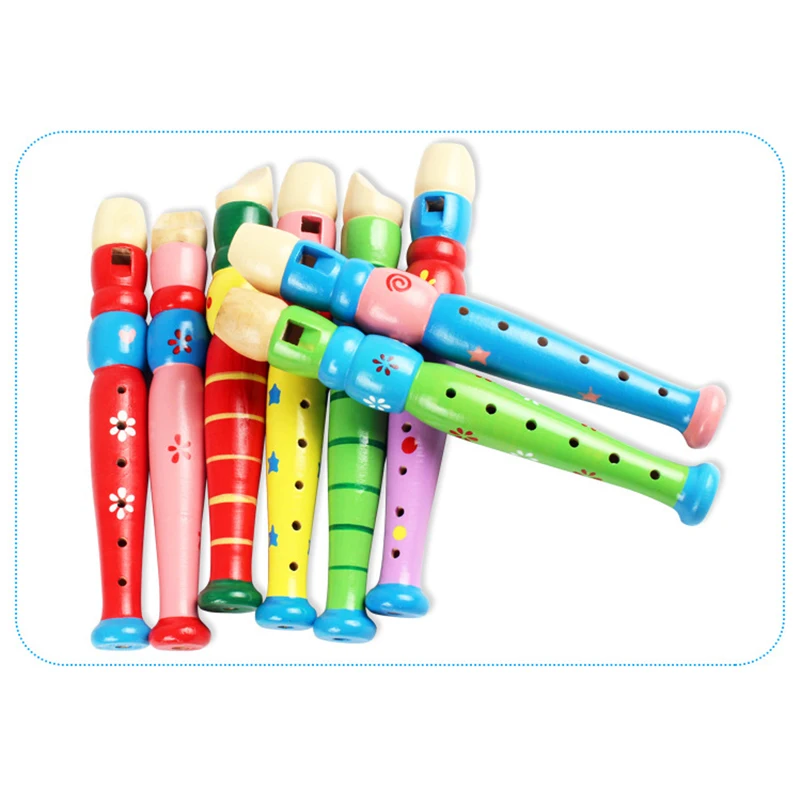 Educational Musical Toy Wooden Trumpet For Kids Toy Gift Colorful Wooden Musical Instrument Mini Instrument Trumpet Baby Gift