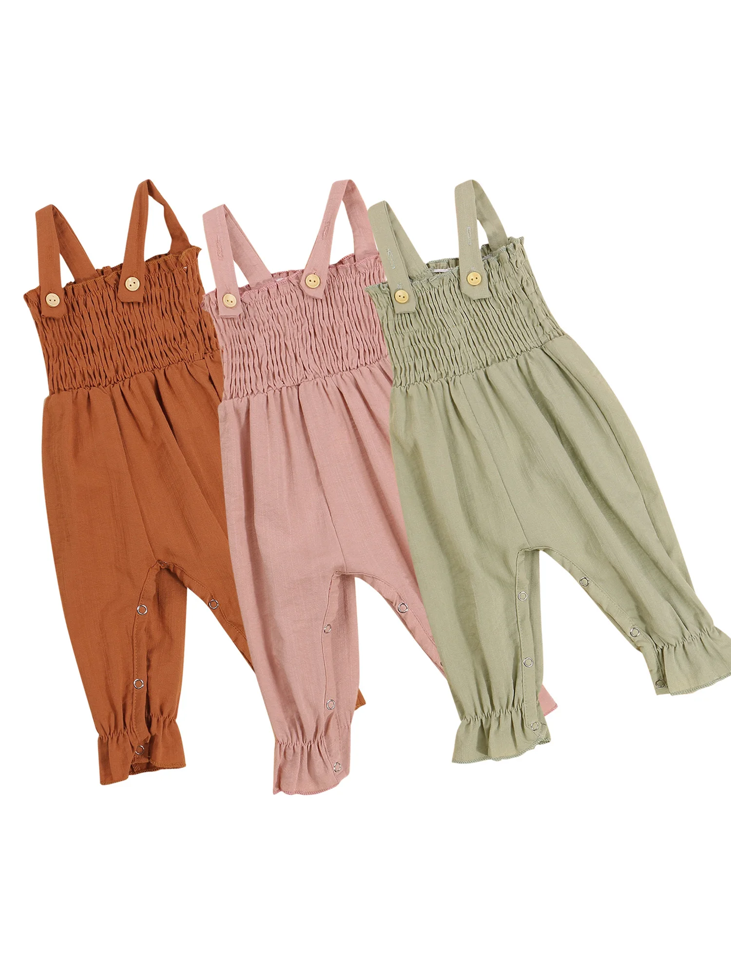 

Toddler Baby Kids Clothes Jumpsuit Summer Solid Color Sleeveless Off Shoulder Romper Playsuits For Girls 0-18 M Clothing Sets
