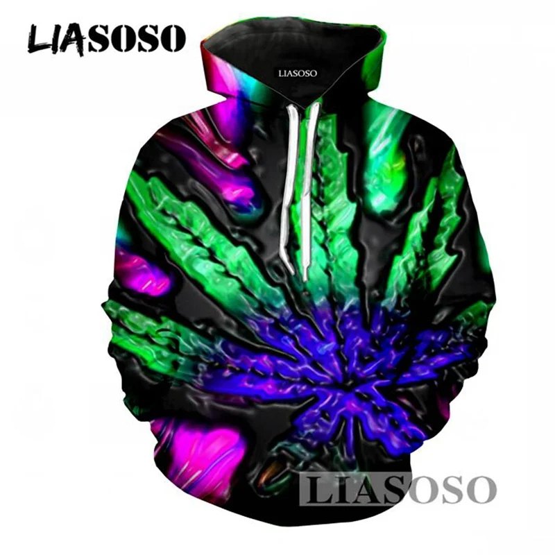 3 LIASOSO, модная новинка, брендовые толстовки для мужчин и женщин, 3D принт, сорняки, спортивный костюм с капюшоном, Свободный пуловер, хип-хоп толстовки - Цвет: 3