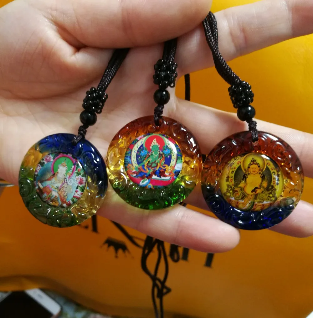 3p-greco-буддийский mascota eficaz de viaje bolsillo # Verde Tara amarillo Jambhala Guru Padmasambhava Buda colgante cristal | Дом и