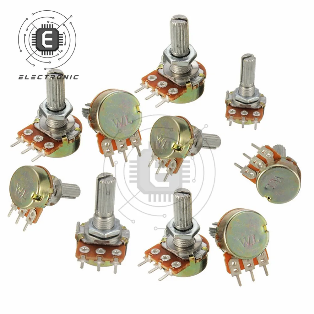 Produktbild von Glarks 50-teiliges WH148 Potentiometer-Set – 1K Bis 1M Ohm, Dual Linear, 6-Pin, Inkl. Knöpfe & Muttern