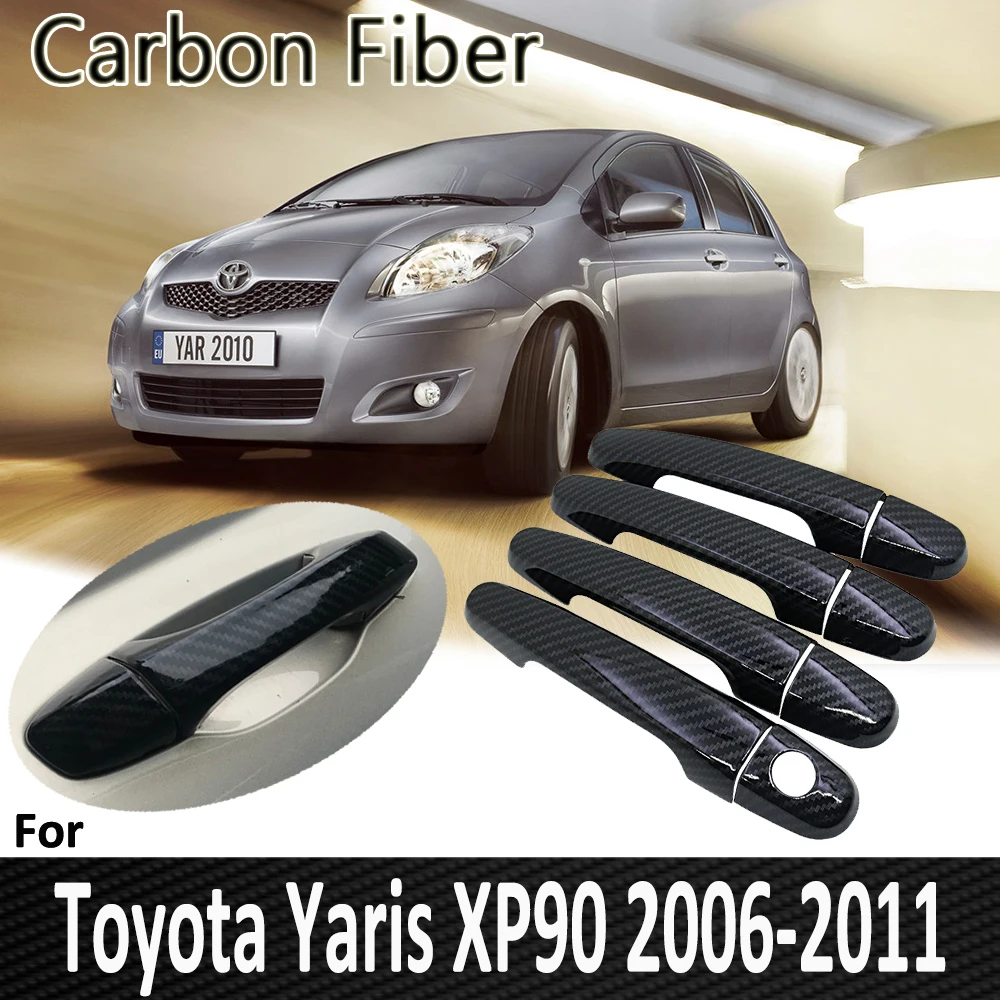 Черное углеродное волокно для Toyota Yaris Vitz XP90 2006 2007 2008 2009 2010 2011 крышка дверной ручки
