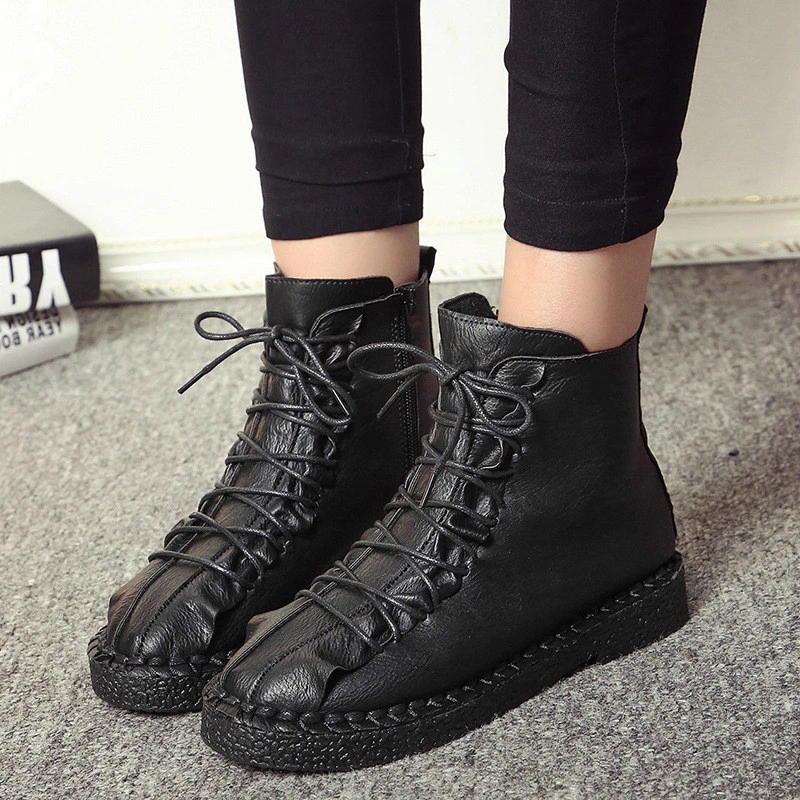 

New Ankle Boots For Women British Style Martin Boots Cross Tied Flat Shoes Women's Shoes In Autumn And Winter 2020