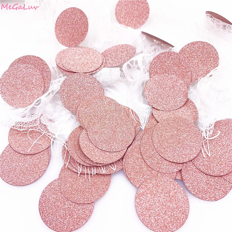 

100Pcs 3cm Glitter Rose Gold Round Paper Confetti Stars Shape Sparkle Confetti Wedding Table Decor Gift Box Filler Sequin