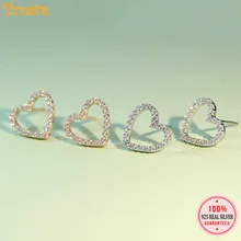 Trustdavis Настоящее 925 пробы серебро Ослепительная любовь, сердце, кубический циркон серьги гвоздики для женщин Мода Серебро 925 ювелирные изделия подарок DA461