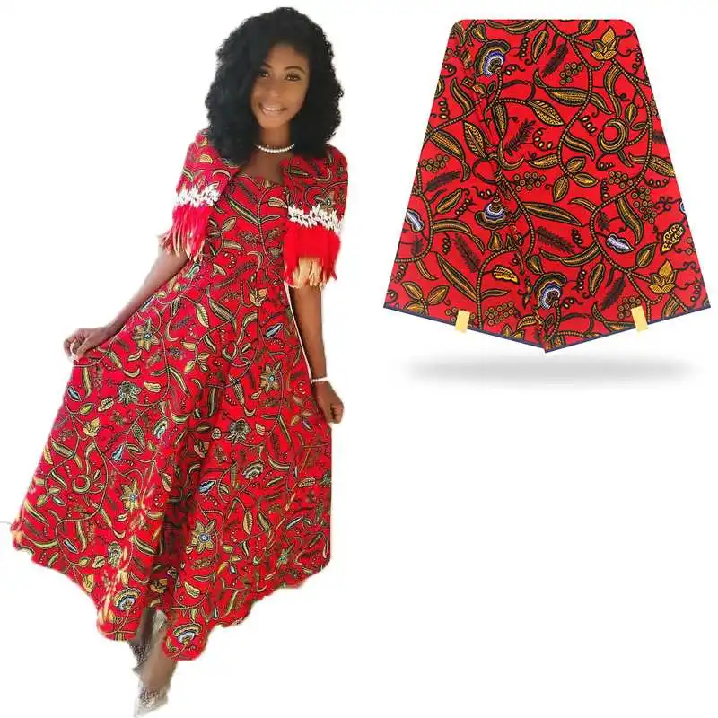 Красный красивый белый Хлопковый воск для ткани платье африканская восковая ткань Анкара ткань с принтом