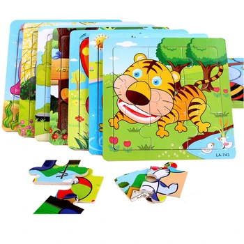 

12 pcs Quality Jigsaw Puzzle 2-5-6 years Enlightenment Wisdom Toys Animal Cognition Boy Girl