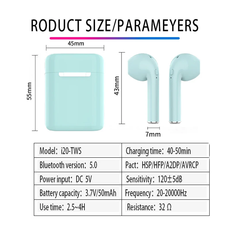 I20 tws Bluetooth наушники беспроводные наушники 3D объемный звук для iPhone Android телефон Pk i10 tws