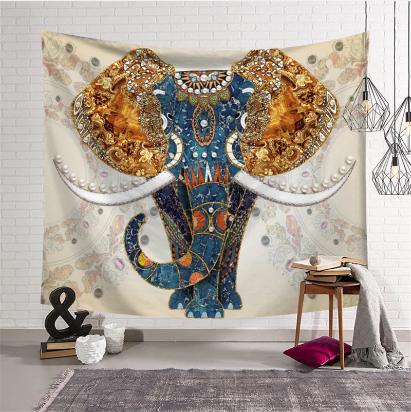 

Cilected Ethnic Indian Elephant Tapestry Wall Hanging Bohemia Animal Print Tapestries Home Decorative Hanging Wall Cloth Carpet