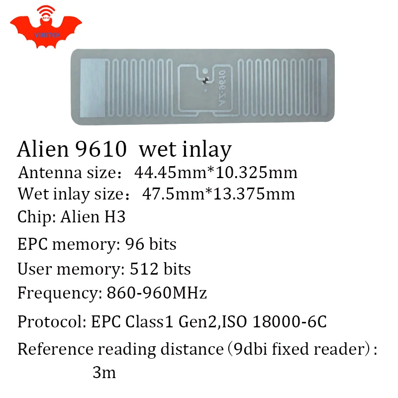 UHF RFID метка Alien 9610 инкрустация 915 МГц 900 868 860 960 Higgs3 EPC Gen2|passive rfid tag|rfid taguhf tag |