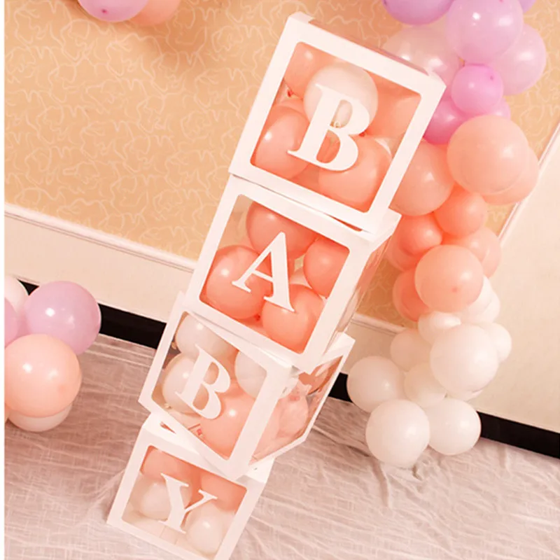 4 шт. буквы прозрачная коробка аксессуары для воздушных шаров Baby Shower счастливый день рождения шарики для свадебного украшения Воздушные шары коробка вечерние Balloo