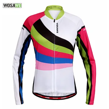 

WOSAWE Women's Cycling Bicycle Motorbike Jersey Tops Shirt Long Sleeve Motocross Riding Bike Full Zipper Motorcycle Bike Jersey